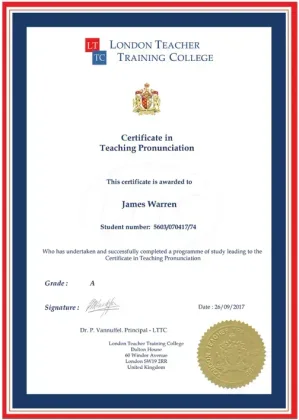 Certificate in Teaching Pronunciation from London Teacher Training College