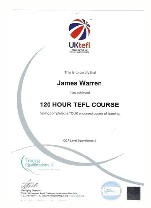 120-hour TEFL certificate from UKtefl